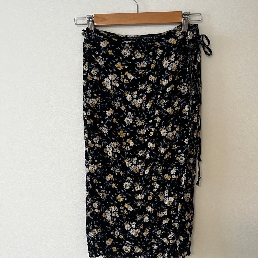 Urban Outfitters Black Floral Wrap Skirt